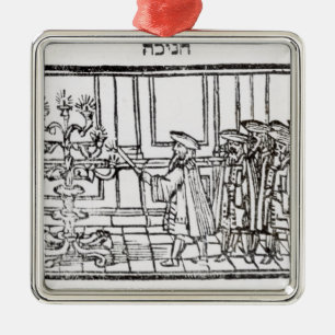 Lighting the Menorah Metal Tree Decoration