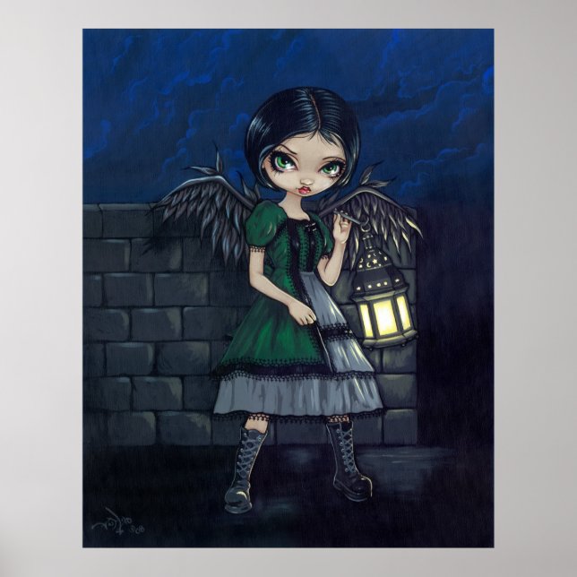 Lighting the Way gothic fairy lantern Art Print (Front)