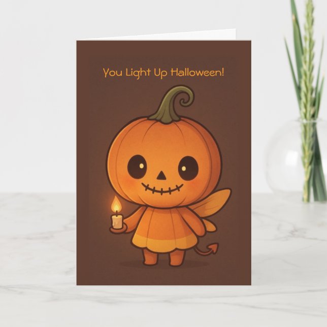 Lighting Up Halloween  Holiday Card (Front)