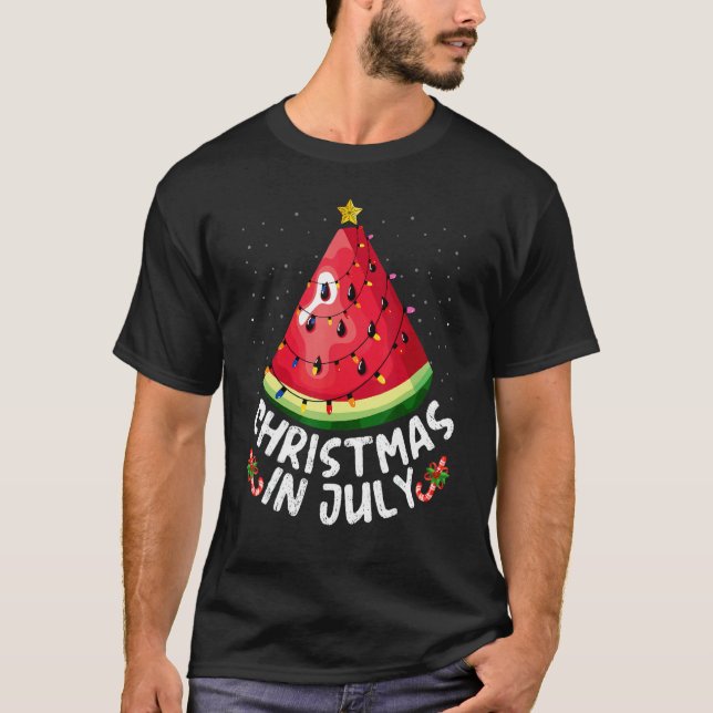 Lighting Watermelon Xmas Tree Summer Christmas In  T-Shirt (Front)