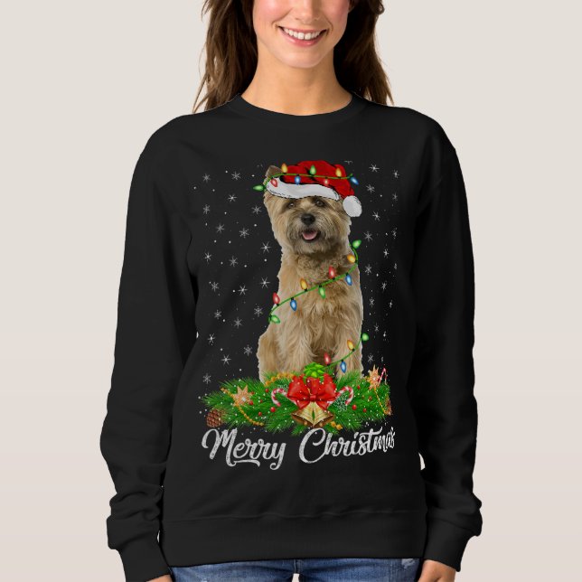 Lighting Xmas Matching Santa Hat Cairn Terrier Chr Sweatshirt (Front)