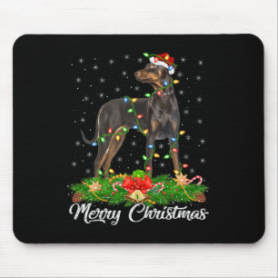 Lighting Xmas Matching Santa Hat Doberman Pinscher Mouse Mat