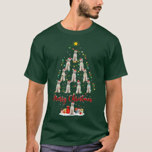 Lighting Xmas Matching Santa White Corded Dog Chri T-Shirt