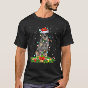 Lighting Xmas Santa Blue Heeler Dog Christmas T-Shirt
