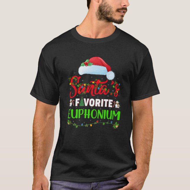 Lighting Xmas Santa's Favorite Euphonium Christmas T-Shirt (Front)