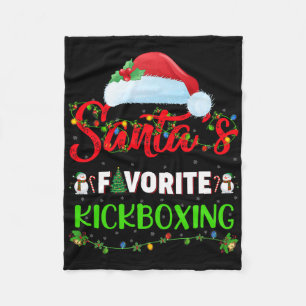 Lighting Xmas Santa's Favorite Kickboxing Christma Fleece Blanket