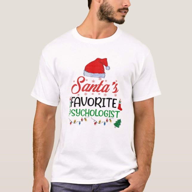 Lighting Xmas Santa's-Favorite Psychologist Christ T-Shirt (Front)