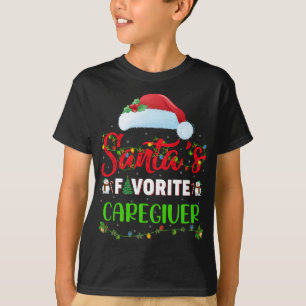 Lighting Xmas Santa's Favourite Caregiver Christma T-Shirt