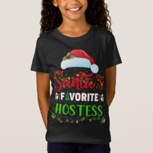 Lighting Xmas Santa's Favourite Hostess Christmas T-Shirt