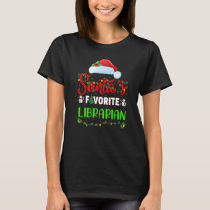 Lighting Xmas Santa's Favourite Librarian Christma T-Shirt