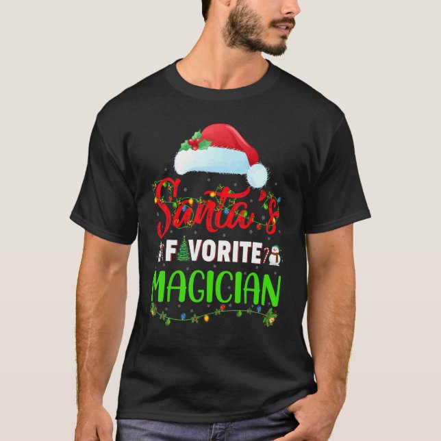 Lighting Xmas Santa's Favourite Magician Christmas T-Shirt (Front)