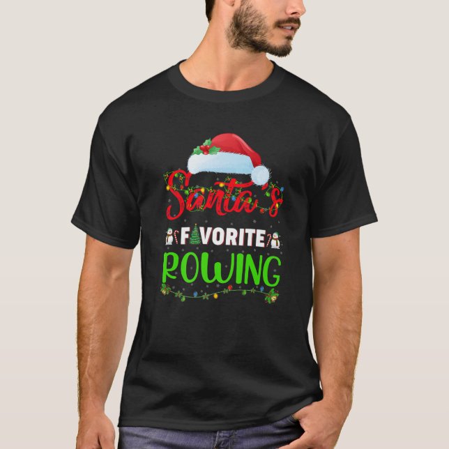 Lighting Xmas Santa's Favourite Rowing Christmas T-Shirt (Front)