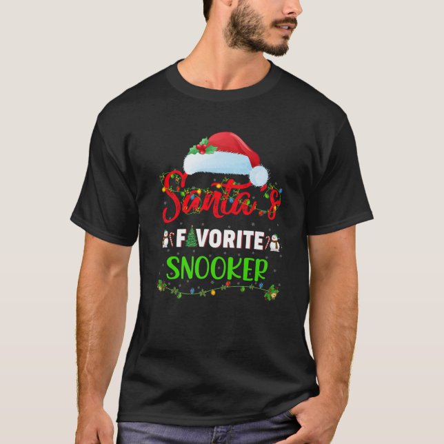 Lighting Xmas Santa's Favourite Snooker Christmas T-Shirt (Front)
