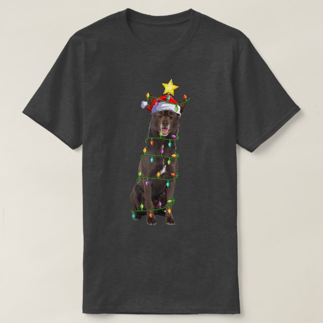 Lighting Xmas Tree Matching Australian Kelpie Chri T-Shirt (Design Front)