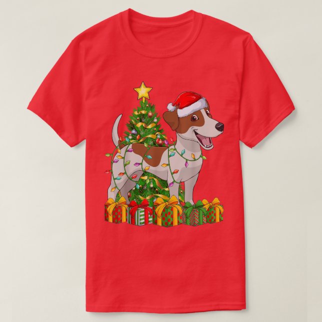 Lighting Xmas Tree Matching Jack Russell Terrier C T-Shirt (Design Front)