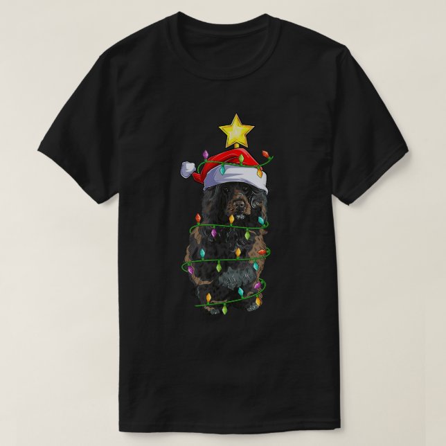 Lighting Xmas Tree Matching Portuguese Water Dog C T-Shirt (Design Front)