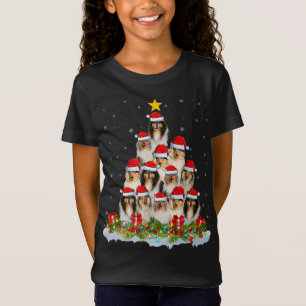 Lighting Xmas Tree Santa Christmas Rough Collie Do T-Shirt