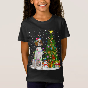Lighting Xmas Tree Santa English Pointer Dog Chris T-Shirt
