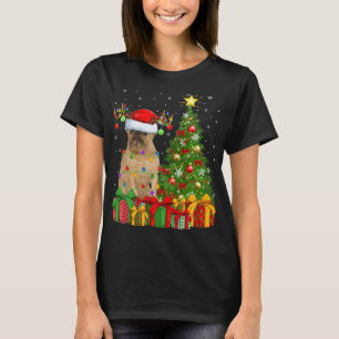 Lighting Xmas Tree Santa Hat Brussels Griffon Dog  T-Shirt