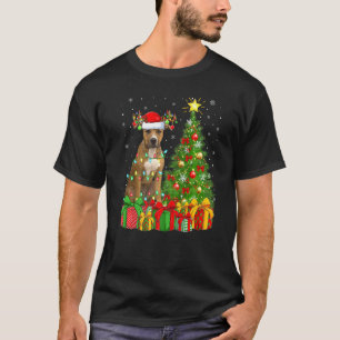 Lighting Xmas Tree Staffordshire Bull Terrier Dog  T-Shirt