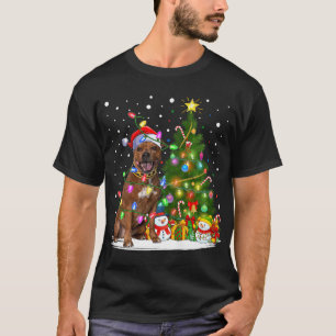 Lighting Xmas Tree Staffordshire Bull Terrier Dog T-Shirt