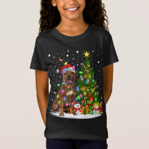 Lighting Xmas Tree Staffordshire Bull Terrier Dog  T-Shirt