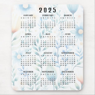 Lightly Floral Design 2025 Calendar Mousepad 