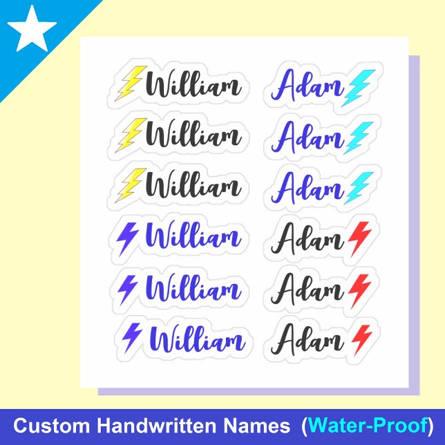 Lightning 12 Small Whimsical Name Labels Set (Lightning name labels
Whimsical name tags
Small name labels)