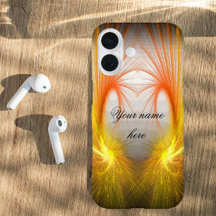 Lightning abstract, orange and black iPhone 16 case