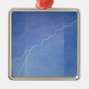 Lightning Across Glass Building Metal Tree Decoration