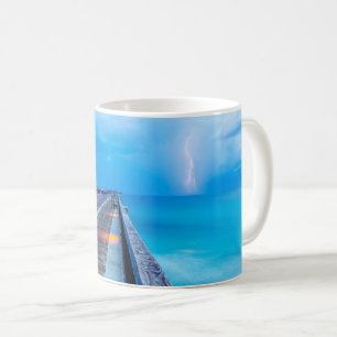 Lightning At Navarre Beach Pier Coffee Mug