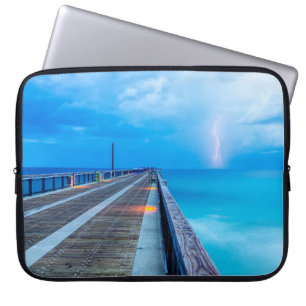 Lightning At Navarre Beach Pier Laptop Sleeve