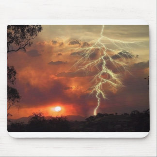 lightning at sunset mouse mat