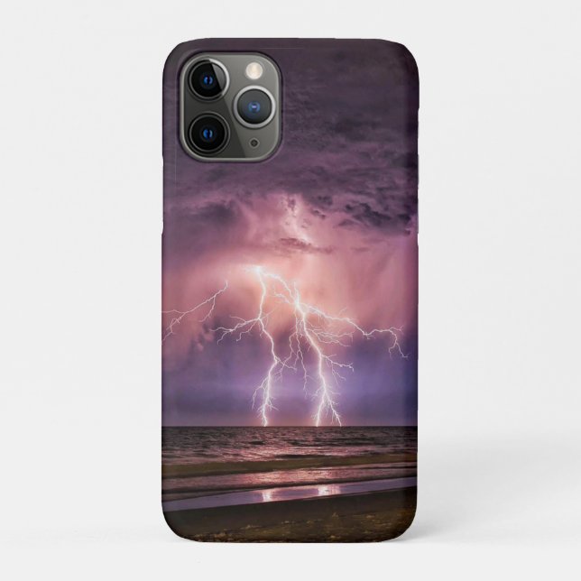 Lightning at the Beach on Notebook Case-Mate iPhone Case (Back)
