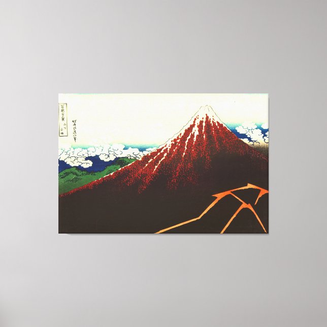 Lightning Below Red Fuji 1826 Canvas Print (Front)