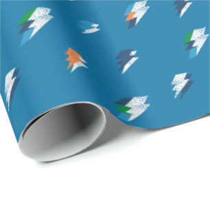 Lightning Bold Print on Blue Wrapping Paper