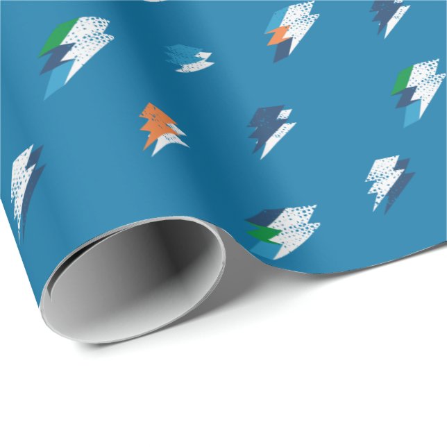 Lightning Bold Print on Blue Wrapping Paper (Roll Corner)
