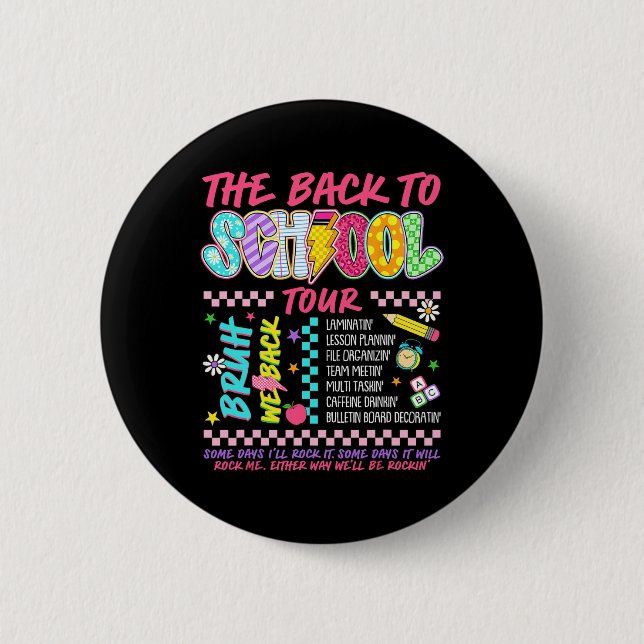 Lightning Bolt Abcd Back To School Tour Bruh We Ba 6 Cm Round Badge (Front)