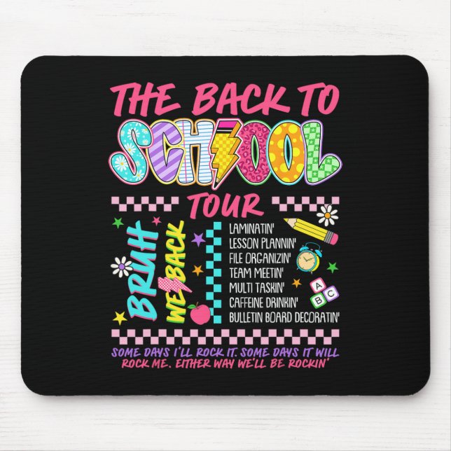 Lightning Bolt Abcd Back To School Tour Bruh We Ba Mouse Mat (Front)