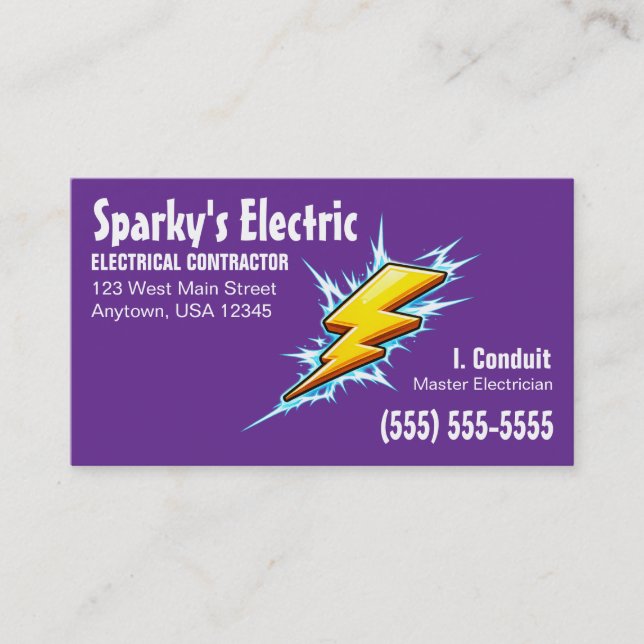 Lightning Bolt | Electrician / Contractor  Business Card (Front)