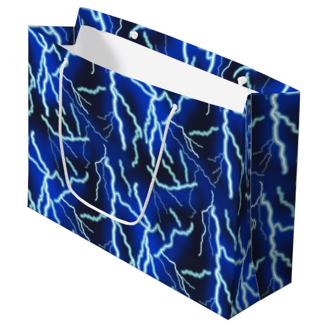 Lightning Bolt Electricity Thunderstorm Night Sky Large Gift Bag (Front Angled)