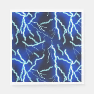 Lightning Bolt Electricity Thunderstorm Night Sky Napkin