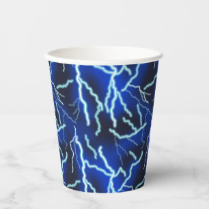 Lightning Bolt Electricity Thunderstorm Night Sky Paper Cups
