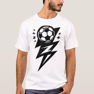 Lightning Bolt Footll Or Soccer Player Black Graph T-Shirt