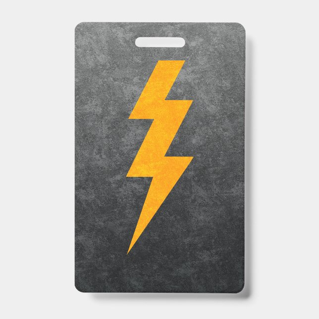 Lightning Bolt in Concrete ID Badge (Front)