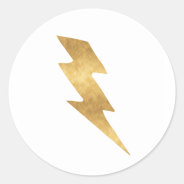 Lightning Bolt in Metallic Gold Classic Round Sticker (Front)