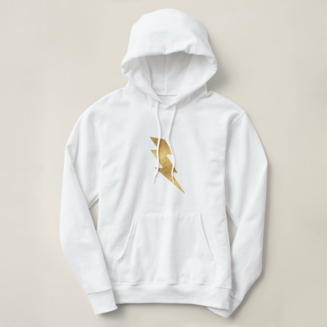 Lightning Bolt in Metallic Gold Hoodie (Design Front)