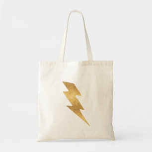 Lightning Bolt in Metallic Gold Tote Bag