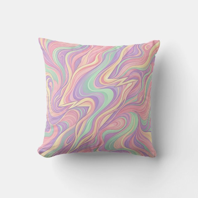 Lightning Bolt Pastel Throw Pillow (Front)