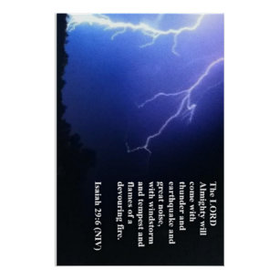 Lightning bolt pierces the night sky with Quote Poster
